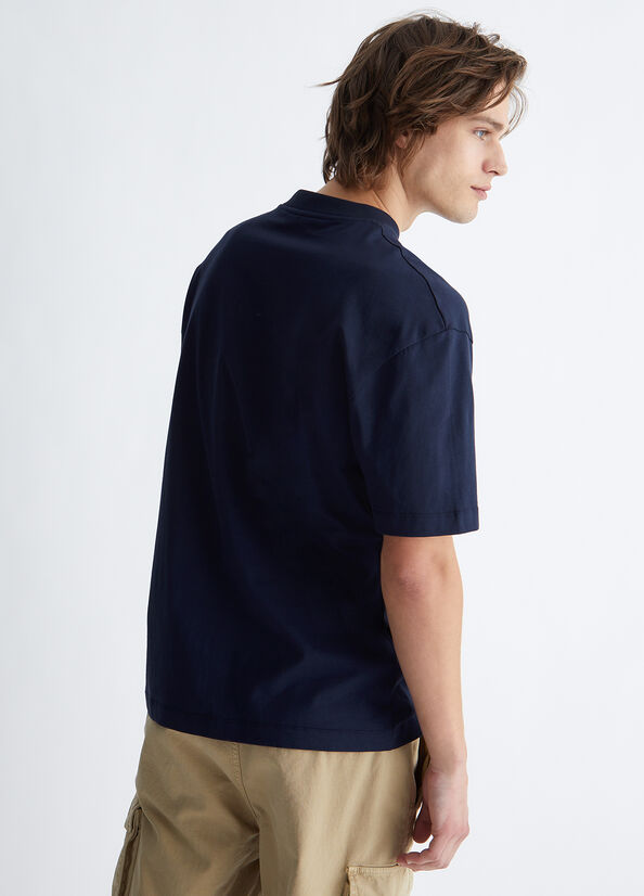 T Shirts Liu Jo With Embossed Logo Homme Bleu Foncé | IZR-853127