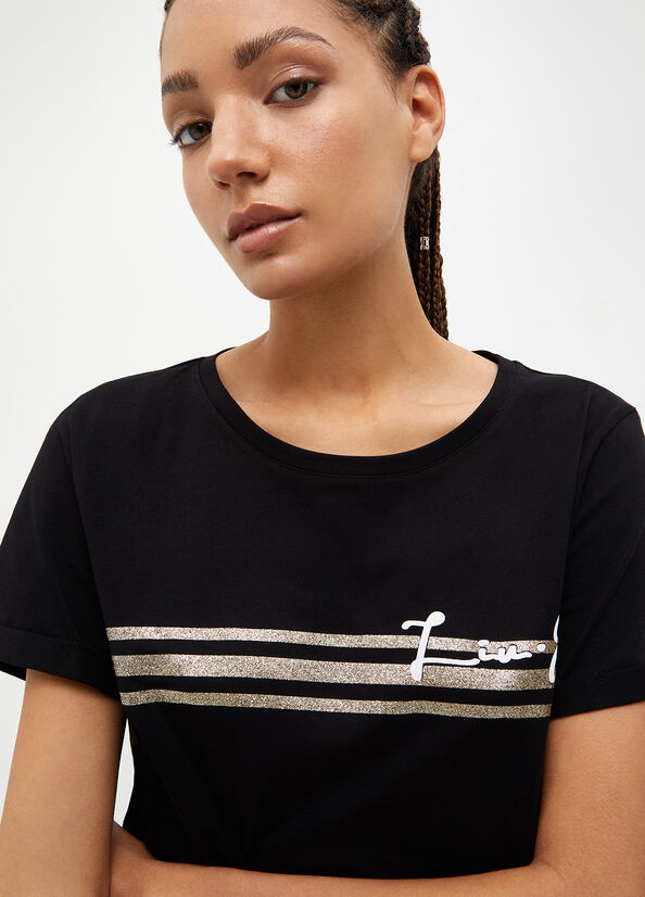 T Shirts Liu Jo With Logo Femme Noir | ZIV-041789