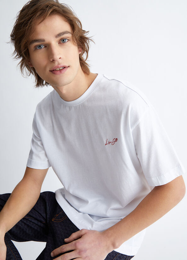 T Shirts Liu Jo With Logo Homme Blanche | BRW-017296