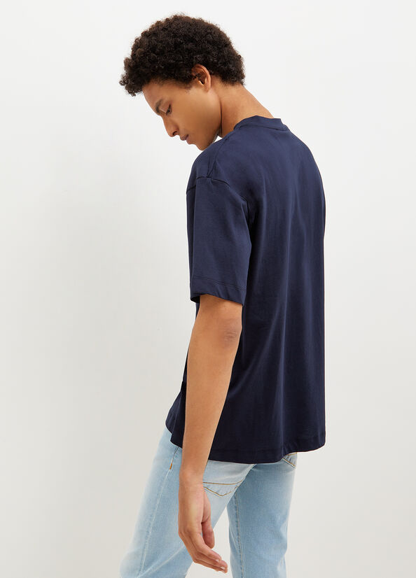 T Shirts Liu Jo With Logo Homme Bleu Foncé | ZMY-839574