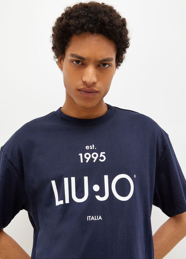 T Shirts Liu Jo With Logo Homme Bleu Foncé | ZMY-839574