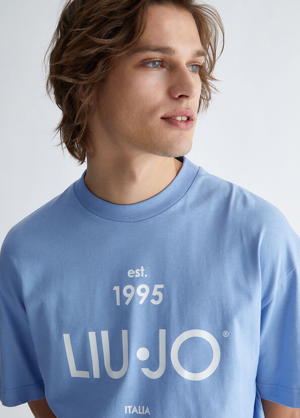 T Shirts Liu Jo With Logo Homme Bleu | HDK-379201