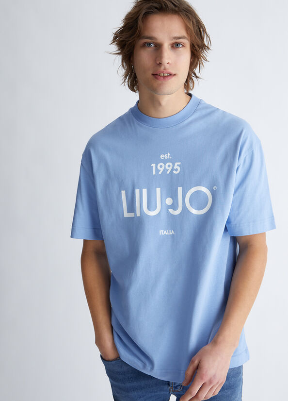 T Shirts Liu Jo With Logo Homme Bleu | HDK-379201