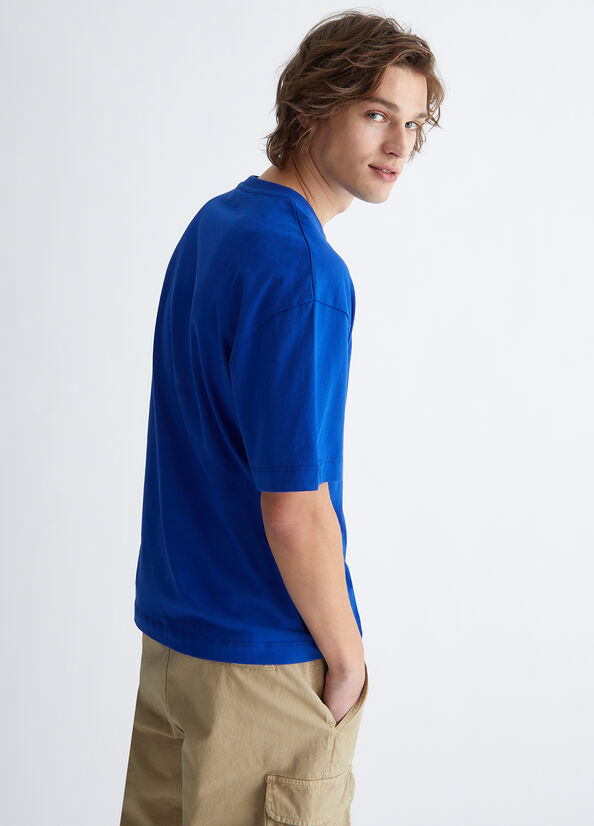 T Shirts Liu Jo With Logo Homme Bleu Royal Bleu | FOW-203864