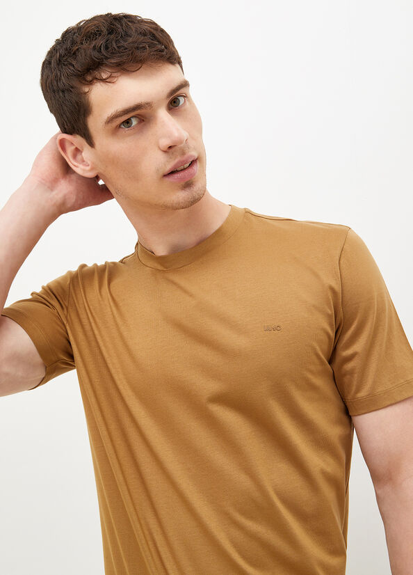 T Shirts Liu Jo With Logo Homme Marron | CIV-125934