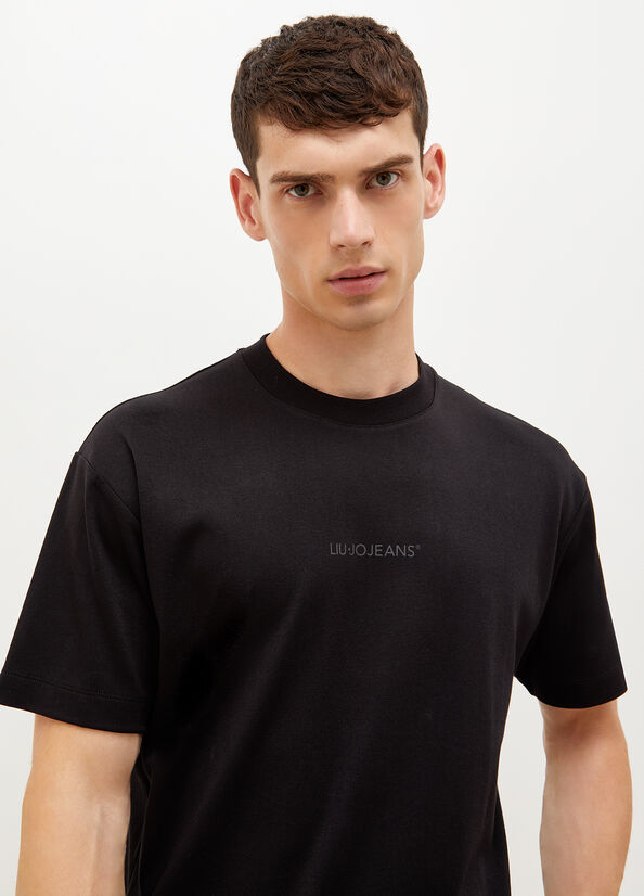 T Shirts Liu Jo With Logo Homme Noir | EPU-412358