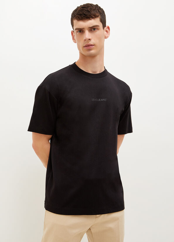 T Shirts Liu Jo With Logo Homme Noir | EPU-412358