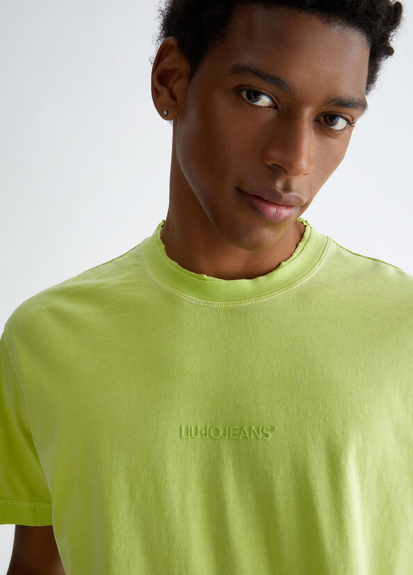 T Shirts Liu Jo With Logo Homme Vert Clair | RPI-750416