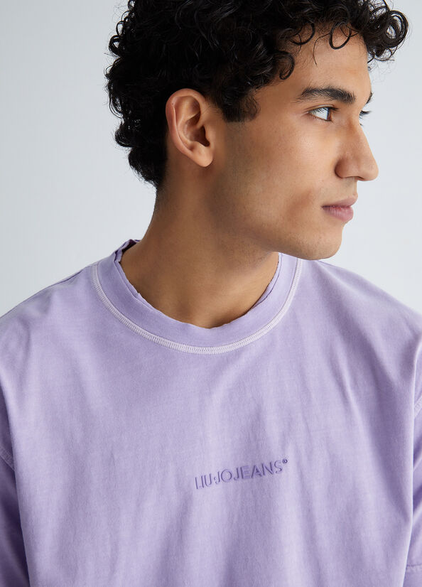 T Shirts Liu Jo With Logo Homme Violette | KHF-316504