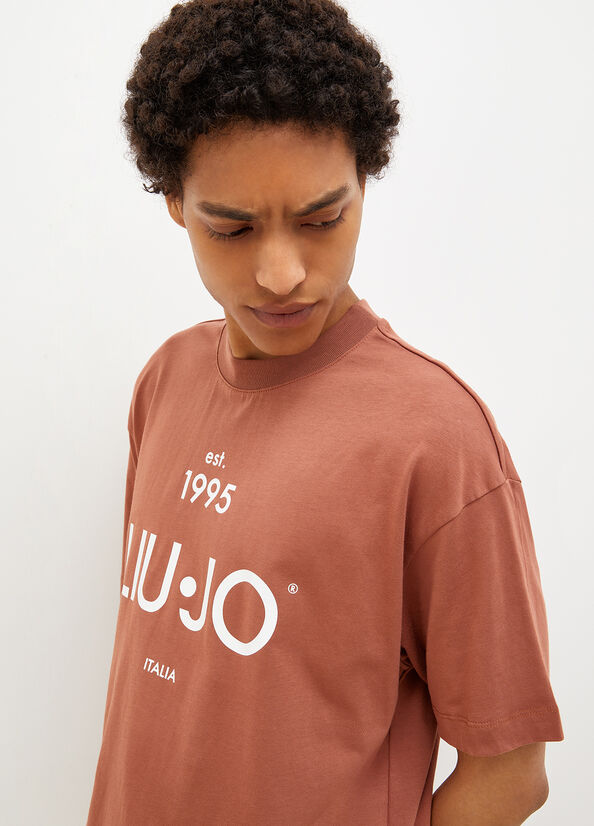 T Shirts Liu Jo With Print Homme Marron | HMV-801432