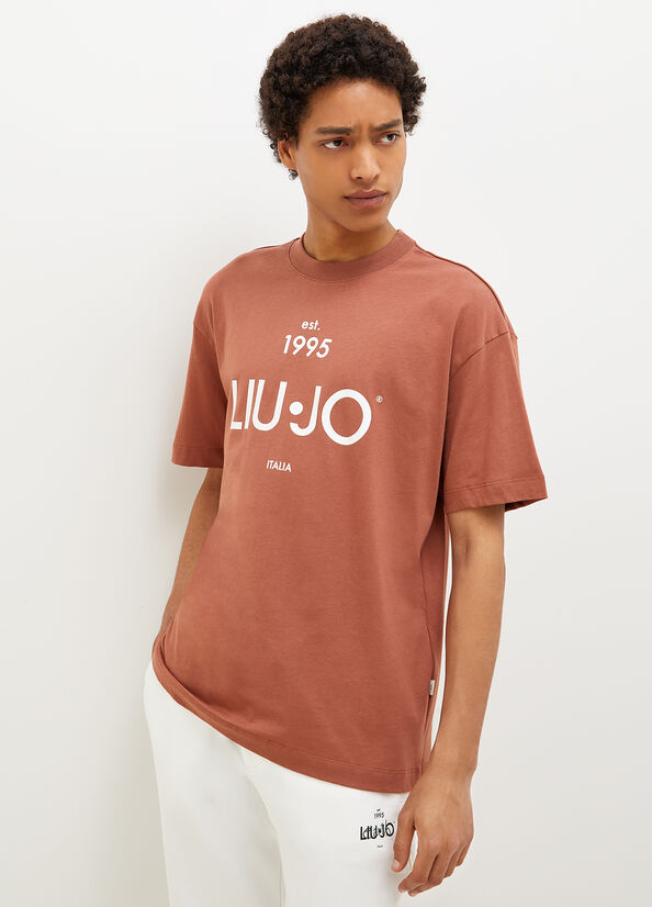 T Shirts Liu Jo With Print Homme Marron | HMV-801432