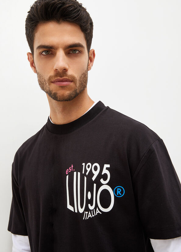 T Shirts Liu Jo With Print Homme Noir | EQI-290437