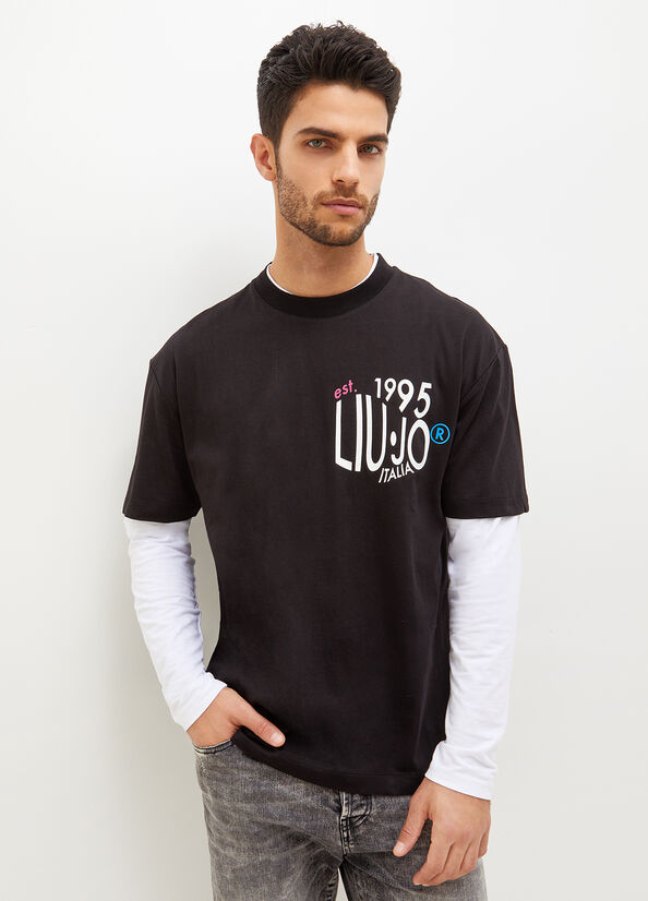 T Shirts Liu Jo With Print Homme Noir | EQI-290437