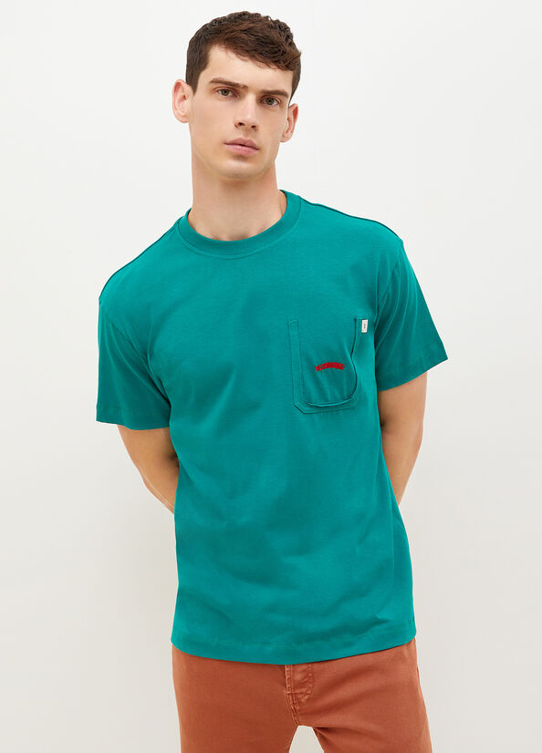 T Shirts Liu Jo With Print On The Back Homme Vert | JKS-592761