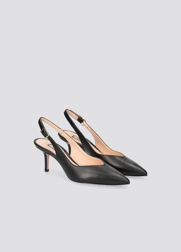 Talons Hauts Liu Jo Cuir Slingback Femme Noir | CUO-623981