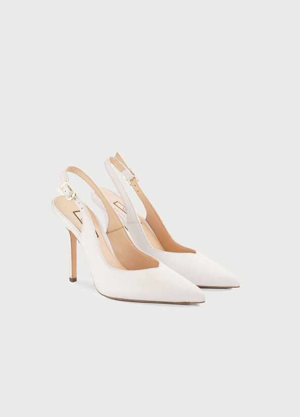 Talons Hauts Liu Jo Cuir Slingback Femme Blanche | ORC-508469