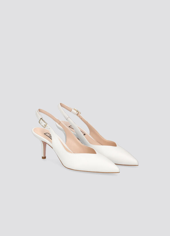 Talons Hauts Liu Jo Cuir Slingback Femme Blanche | YAX-971432