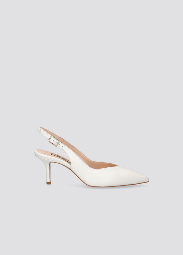 Talons Hauts Liu Jo Cuir Slingback Femme Blanche | YAX-971432