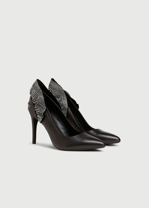 Talons Hauts Liu Jo Cuir With Ruching Femme Noir | INC-082394