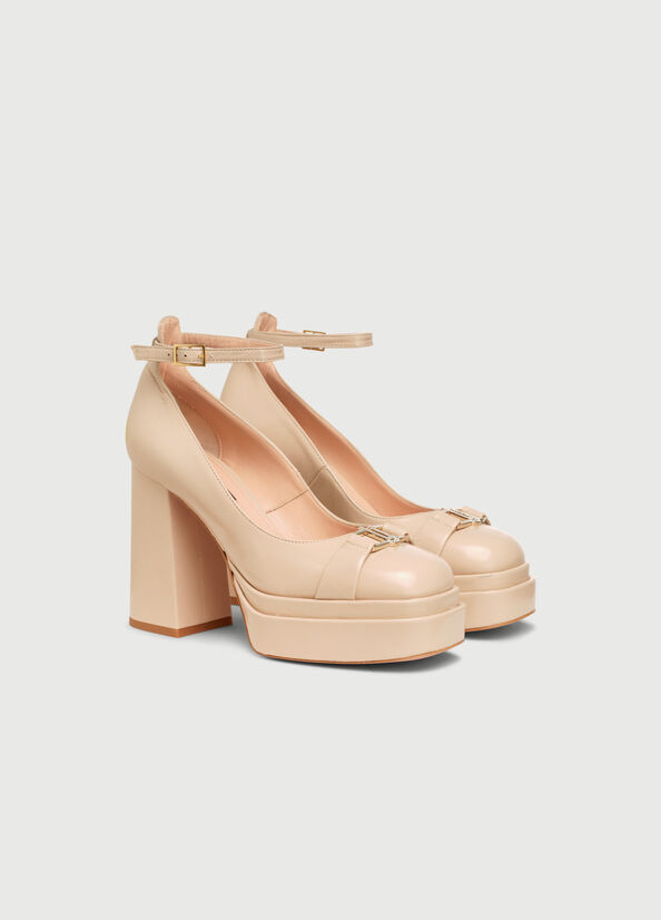 Talons Hauts Liu Jo Pumps With Larges Femme Beige | ANV-236819