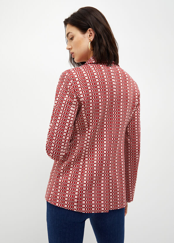 Vestes Liu Jo Blazer With Optical Pattern Femme Rouge | YUM-915740