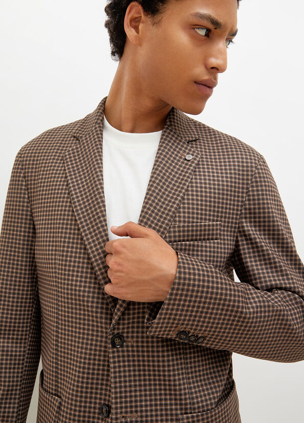 Vestes Liu Jo Checked Blazer Homme Beige | RSO-409518