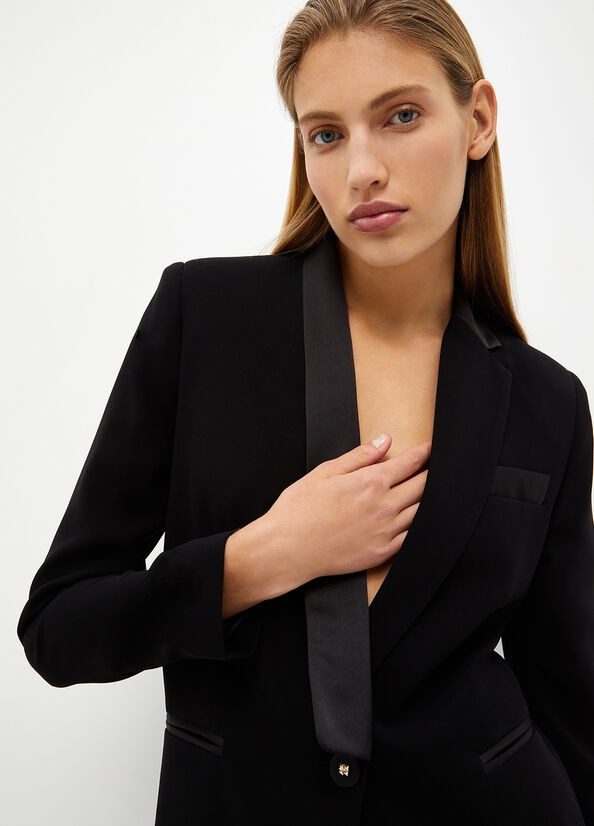 Vestes Liu Jo Crepe Blazer Femme Noir | MGJ-307216