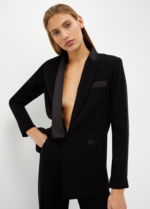 Vestes Liu Jo Crepe Blazer Femme Noir | MGJ-307216