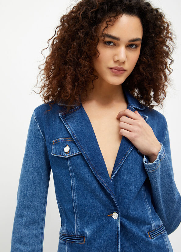 Vestes Liu Jo Denim Blazer Femme Bleu | WJY-741856