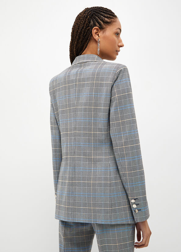 Vestes Liu Jo Glen Plaid Blazer Femme Grise | SUA-574839