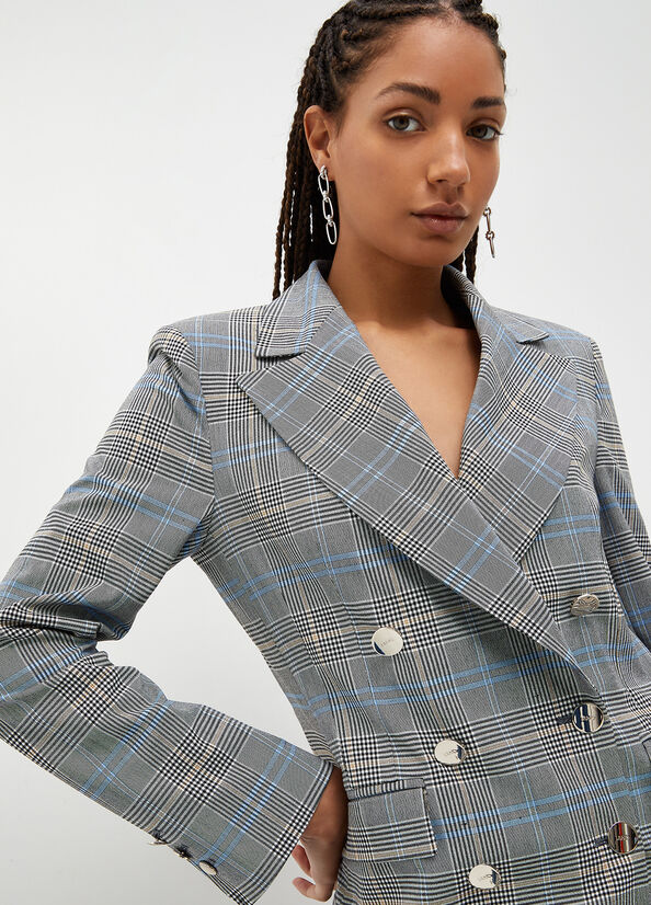 Vestes Liu Jo Glen Plaid Blazer Femme Grise | SUA-574839