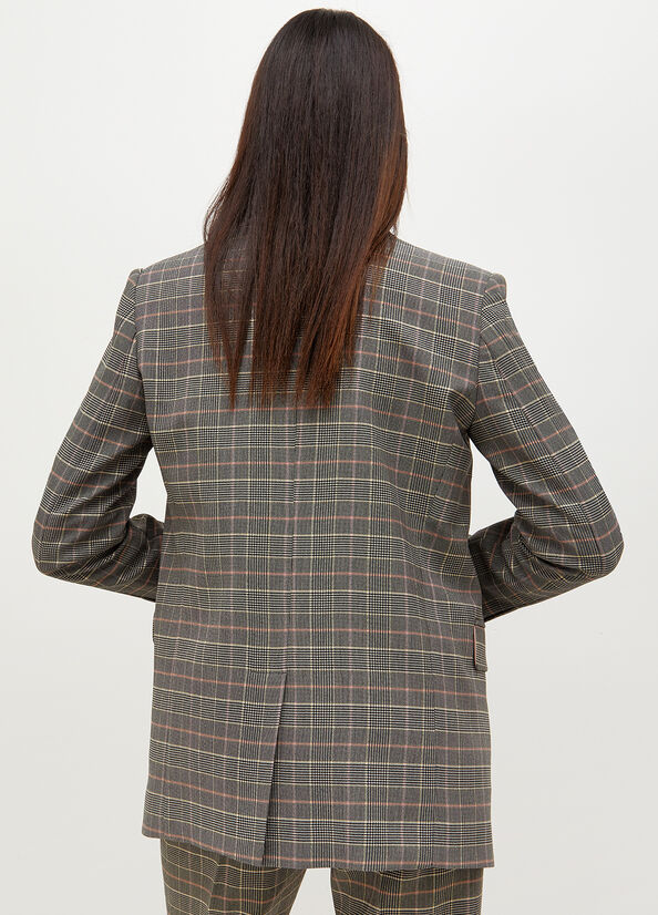 Vestes Liu Jo Glen Plaid Blazer Femme Grise | WRK-163059