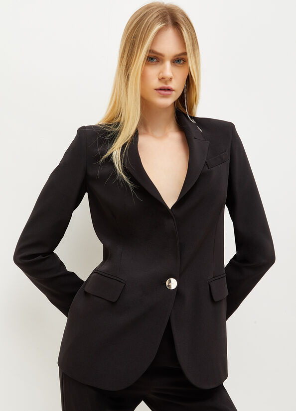 Vestes Liu Jo High-Tech Stretch Fabric Blazer Femme Noir | TNG-817409