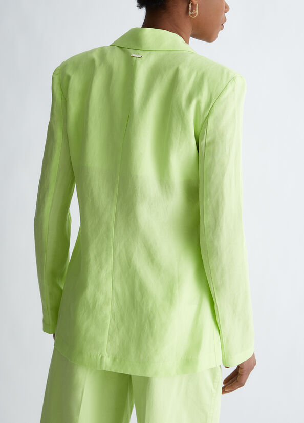 Vestes Liu Jo Linen Blend Blazer Femme Vert | UAZ-107659