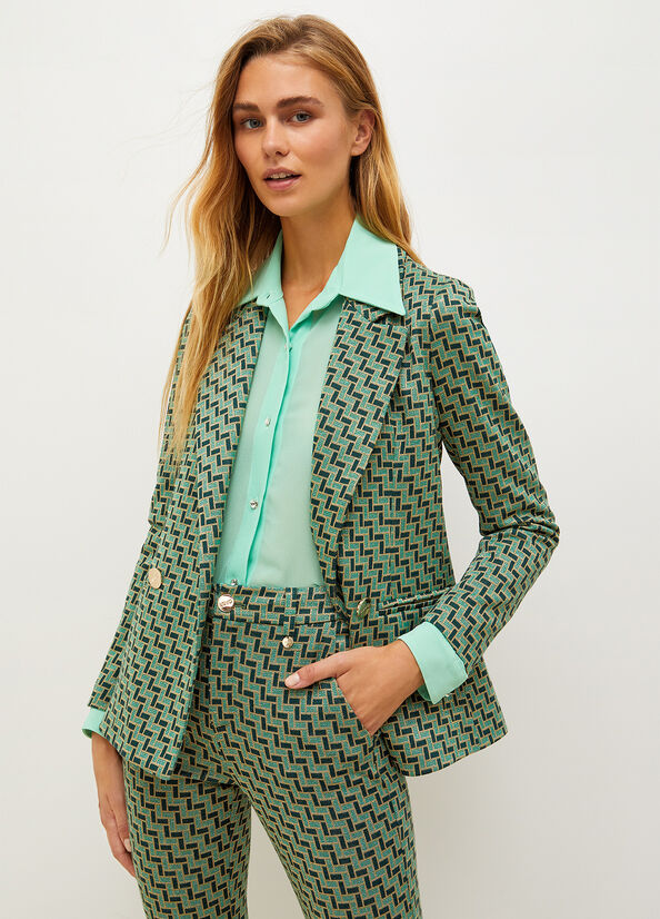 Vestes Liu Jo Lurex Jacquard Femme Vert | LHP-182904