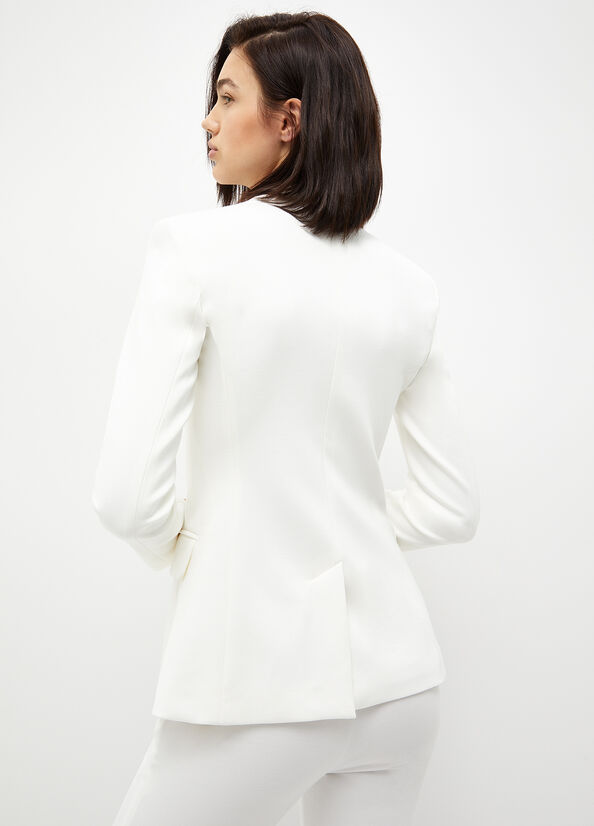 Vestes Liu Jo Stretch Blazer Femme Blanche | TZO-702935