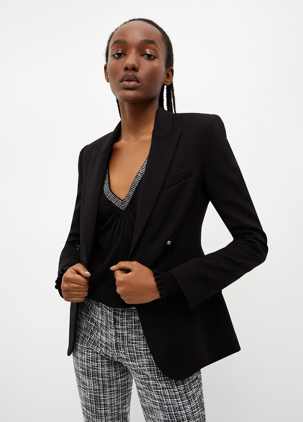 Vestes Liu Jo Stretch Blazer Femme Noir | JIQ-509213