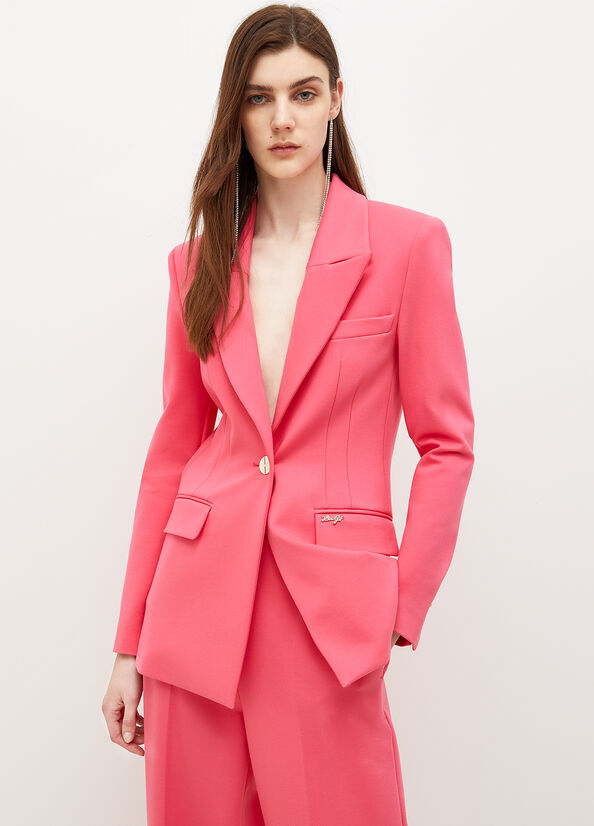 Vestes Liu Jo Stretch Viscose Blazer Femme Fushia | SPX-152874