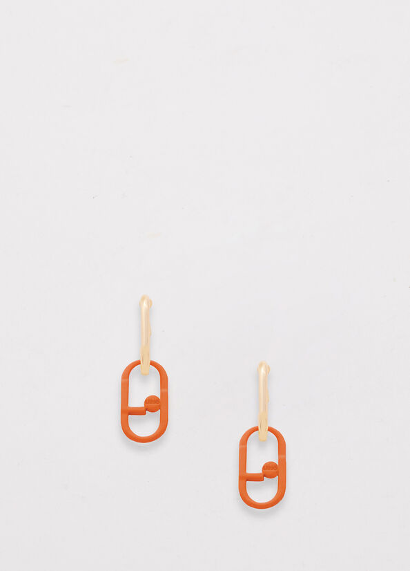 Bijoux Liu Jo Pendant Earrings With Monogram Femme Orange | CSI-978624