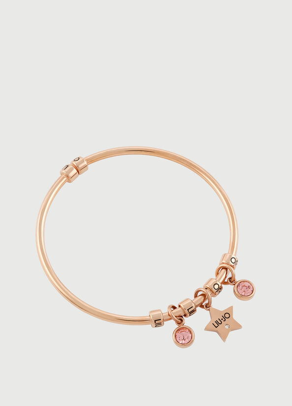 Bijoux Liu Jo Rigid Bracelet With Jewel Charm Femme Rose Doré | AKX-698310