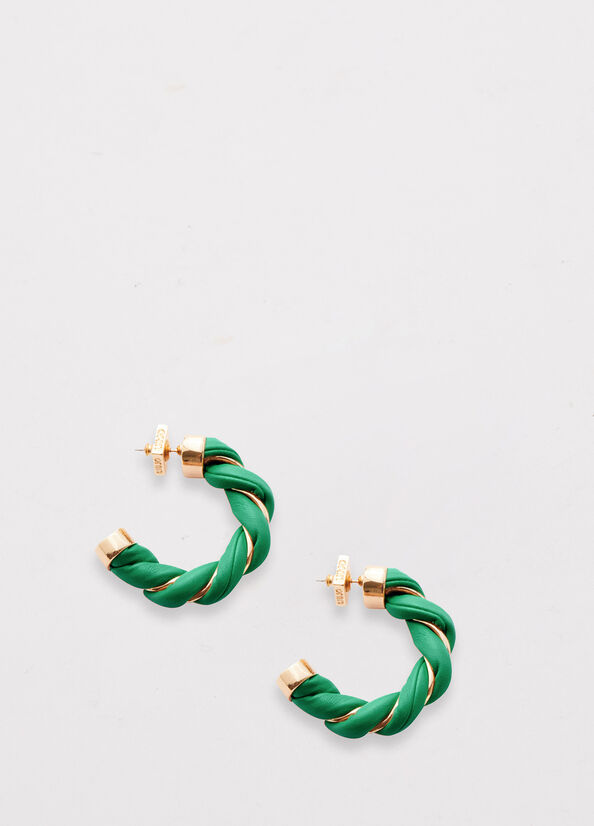 Bijoux Liu Jo Torchon Effect Hoop Earrings Femme Vert | MDS-541870