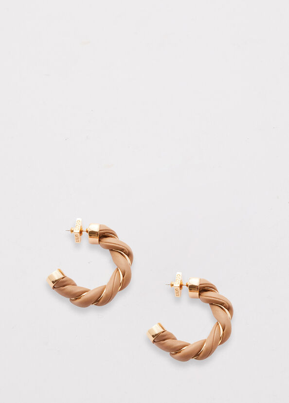 Bijoux Liu Jo Torchon Effect Hoop Earrings Femme Corail | TCF-526174