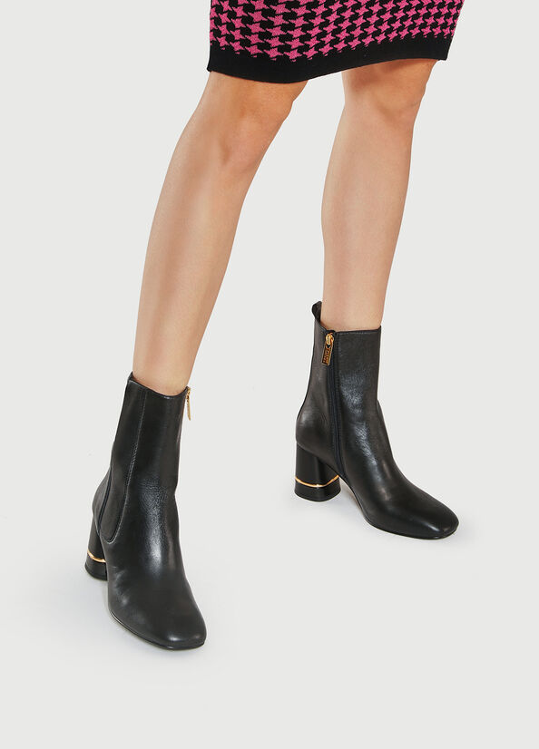 Bottines Liu Jo Cuir With Larges Heel Femme Noir | DTJ-231869