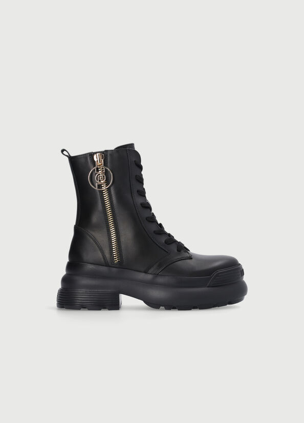 Bottines Liu Jo Plateforme In Cuir With Zip Femme Noir | IEV-019834