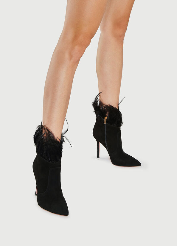 Bottines Liu Jo With Heel And Feathers Femme Noir | AFZ-937084