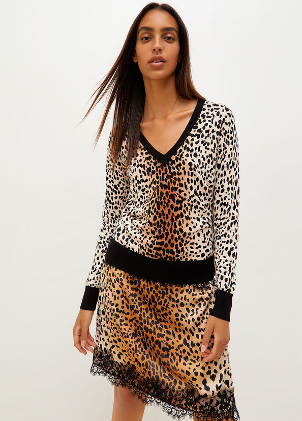 Chandails Liu Jo Animal Print Femme Noir | FNI-037126