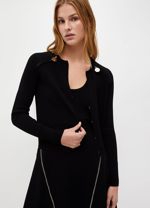 Chandails Liu Jo Cardigan With Zip Femme Noir | TDY-703562