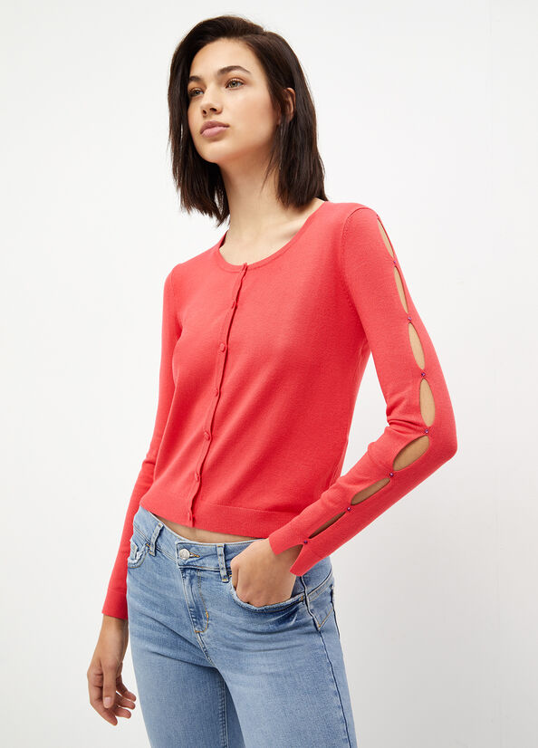 Chandails Liu Jo Eco-Friendly Knit Cardigan Femme Rouge | MHE-465239