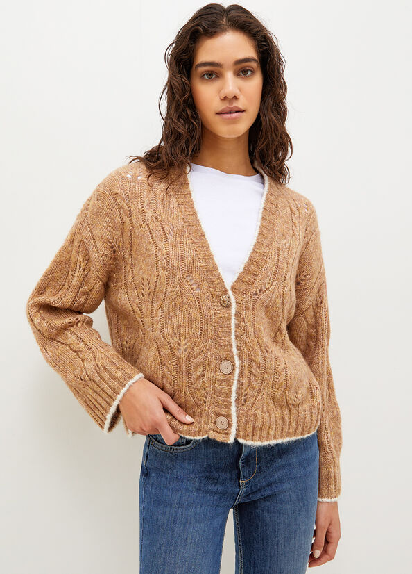 Chandails Liu Jo Laine And Alpaca Cardigan Femme Marron | LIQ-048537