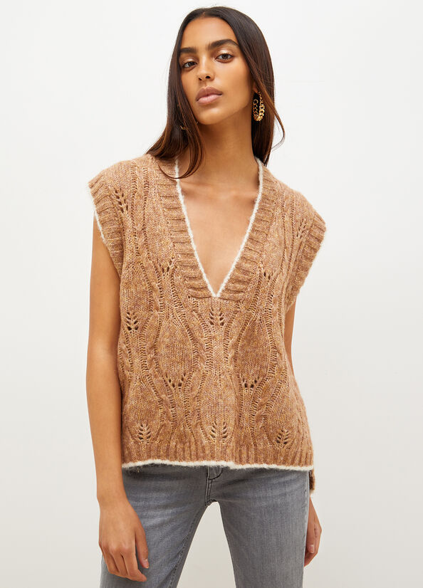 Chandails Liu Jo Laine And Alpaca Vest Femme Marron | CKV-615342